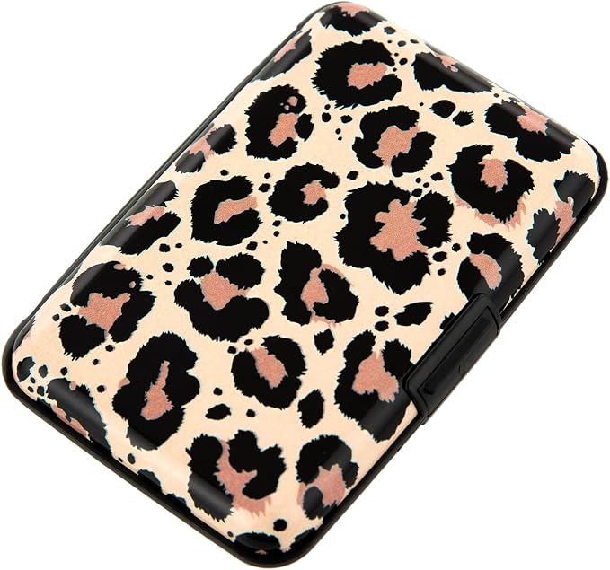 Credit Card Holder, Metal Card Wallet RFID Blocking Mini Slim Aluminum Business Hard Card Case for Women Men (Leopard Skin Print) by Kaabao