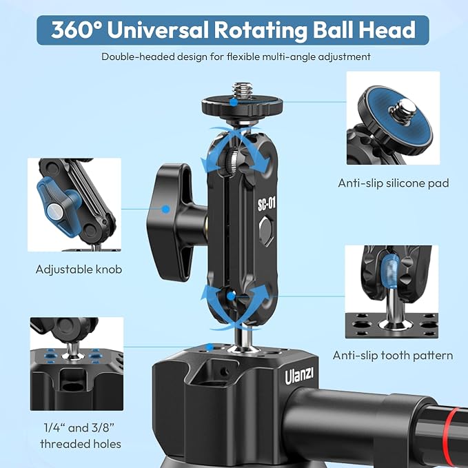 Ulanzi SC-01 Heavy-Duty Suction Cup Mount for Camera/Phone/Accessory (3"), Pump-actived Vacuum Suction Cup Mount, Magic Arm Phone Holder Action Cam Adapter Car Boats Windshield Window Mount - Image 3