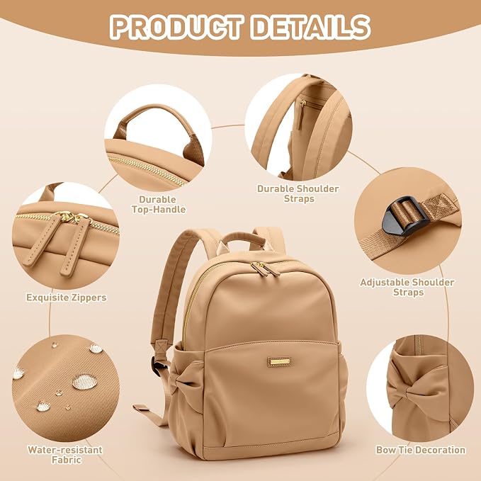 Mini Backpack for Women Small Backpack Purse Cute Stylish Lightweight Daypack for College Work Travel Party,12.9Inch,Earthen Brown - Image 5