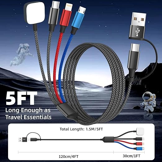 Cruise Essentials 4IN2 Charging Cable for iWatch Charger/iPhone17/IP/Micro | Travel Multi Charging Cable for Multiple Devices, Compatible with iWatch Ultra/SE/10-1, iPhone17-8, Android, Car Accessories - Image 6