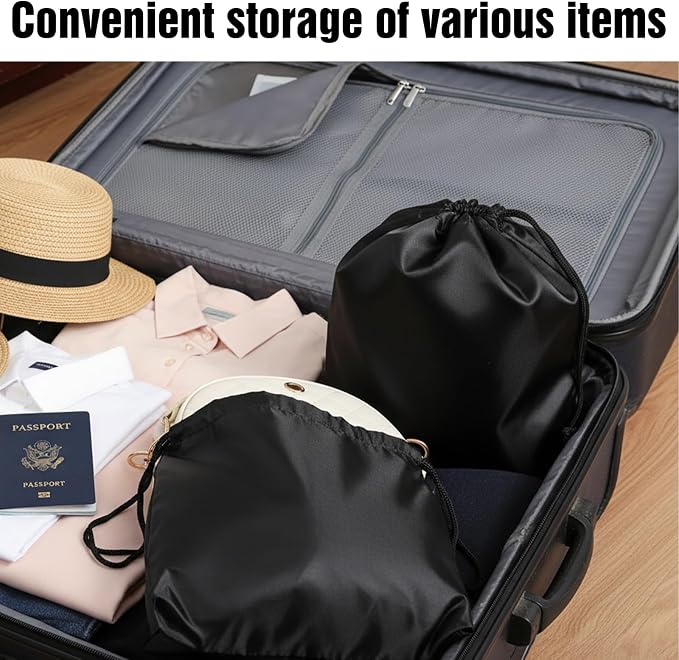 24 Pack Shoe Bag for Travel, 18" x 9" Drawstring Shoe Storage Bag for Suitcase, Black Oxford Cloth Shoes Bags for Packing, Travel Shoes Organizer - Image 6