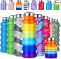 Lallisa 8 Pcs Collapsible Water Bottles Bulk, 17 oz Portable Reusable Silicone Water Bottle, Foldable Bottles for Travel Gym Camping Hiking, Leak Proof Sports Bottle with Carabiner(Mixed Colors) by Lallisa