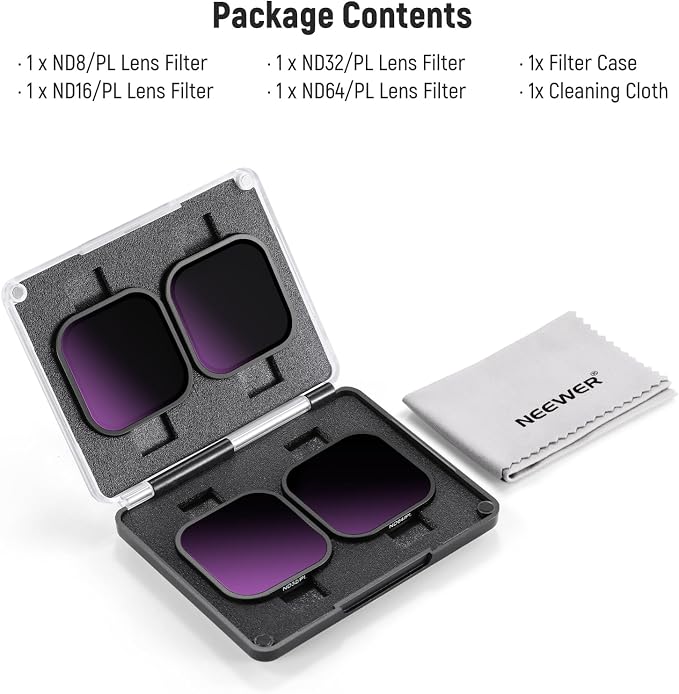 NEEWER ND/PL Filter Set Compatible with Insta360 ACE PRO, 4 Pack ND8/PL ND16/PL ND32/PL ND64/PL Action Camera Accessories CPL Polarizing and ND Filter 2 in 1, Neutral Density and Polarizer Filter Kit - Image 8