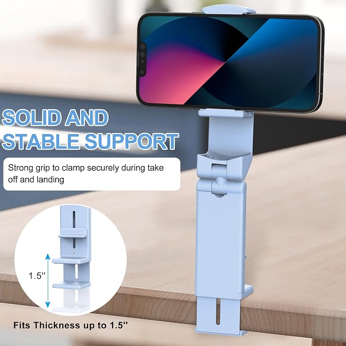 Perilogics Airplane Phone Holder Mount Universal in Flight Hands Free Viewing with Multi-Directional Dual 360 Degree Rotation (Blue) - Image 8