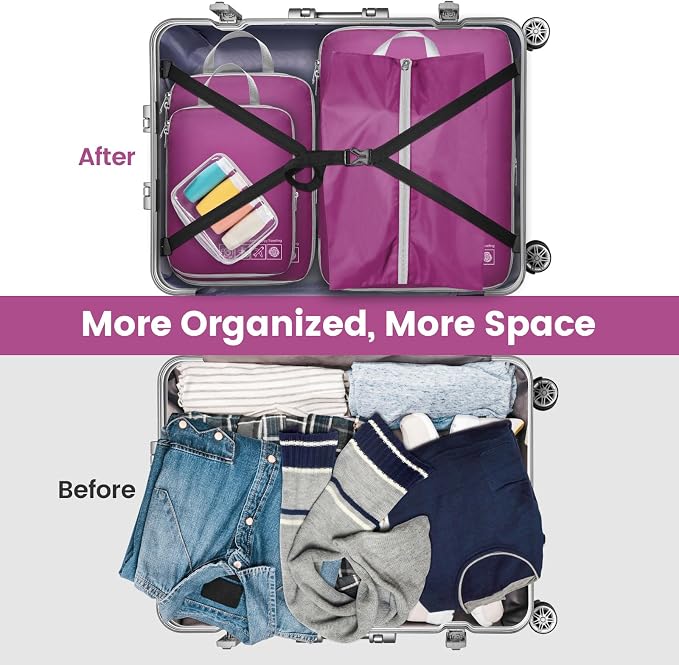 Cambond Compression Packing Cubes for Travel Women - Lightweight Luggage Organizers Bag Packing Cubes for Carry on Suitcases - Image 6