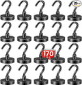 DIYMAG Magnetic Hooks 20pcs 170lbs Cruise Essentials 2026 Magnet Hook Black | Neodymium Heavy Duty Strong Magnets Hanging Ship Cabins Refrigerator Fridge Classroom Beach Vacation Kitchen Grills Home Tool by DIYMAG