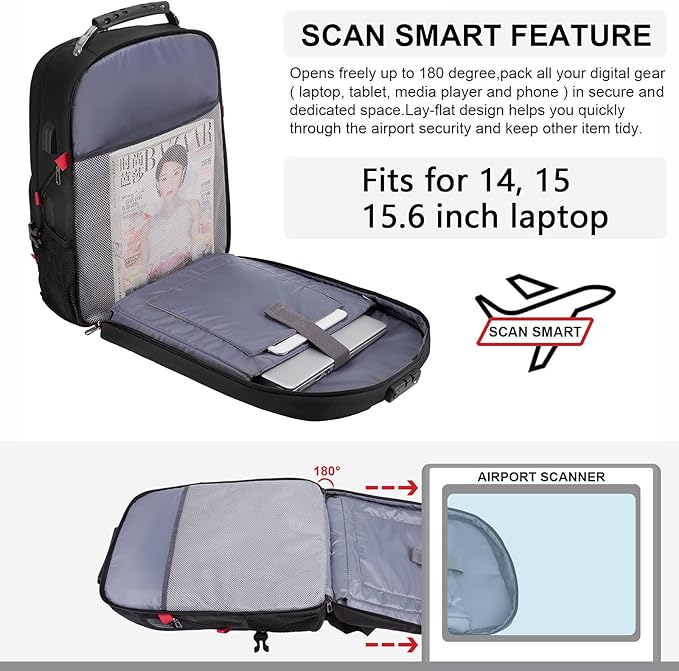 LOVEVOOK Large Laptop Backpack for Men,15.6Inch Heavy Duty Travel Backpack | TSA-Friendly with Anti-Theft,Carry On Flight Approved,College Work Bookbag,Water Resistant Business Backpack for Men Women - Image 6