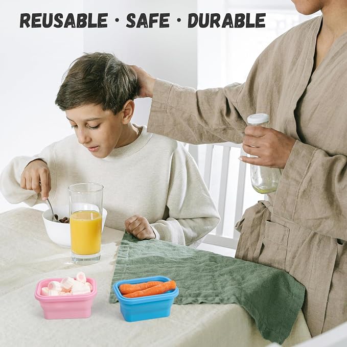 Collapsible Snack Containers With Lids,Collapsible Food Storage Containers,Mini Fridge Organizer,Microwave Freezer Dishwasher Safe(6pcs,6.5oz) - Image 2
