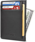 KALMORE womens Credit Holder Genuine Leather Slim Minimalist Card Case Wallet, Black With Id Window by KALMORE