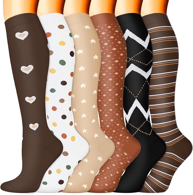 Sooverki Compression Socks for Women & Men 6 Pairs is Best Supportive Knee High Stockings for Circulation, Travel, Nurses by Sooverki
