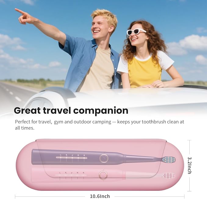 Silicone Electric Toothbrush Travel Case, Manual Toothbrush Travel Cover for Men and Women,Toothbrush Holder for Travel,Gym and More, Fits Most Manual and Electric Toothbrushes - Pink - Image 6