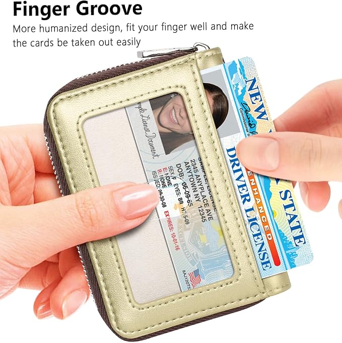 FurArt Zipper Wallet Women RFID Credit Card Holder keychain Wallet | ID Window RFID Blocking Compact Small business 15/16 slots - Image 2