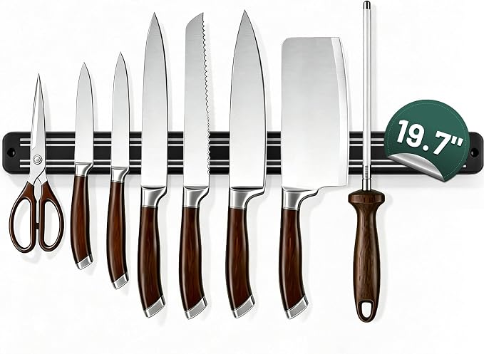 19.7in Magnetic Knife Strips,Magnetic Knife Holder for Wall/Refrigerator | Strong magnetic holder，magnetic tool organizer screws or tape installation,Saves counter space, keeps kitchen tidy by Marsheepy