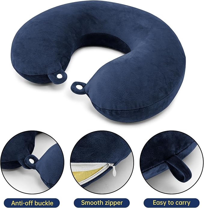 2 Packs Travel Neck Pillow Cover, Reusable U Shaped Neck Pillow Washable Soft Smooth Airplane Pillow Cover (Only Pillow Covers,No Filler) - Image 3