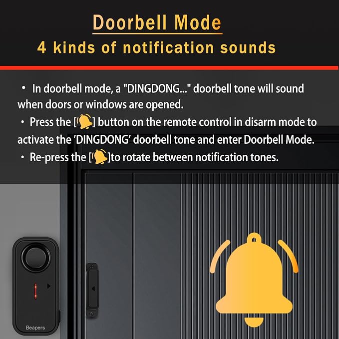 Personal Security Waterproof Door/Window Alarm - IP66 Waterproof with Remote Control, 113dB, Alarm/Doorbell Mode, Upgraded door gap spacing - Indoor/Outdoor Anti-Theft (1 Main Unit & 1 Remote Control) - Image 5