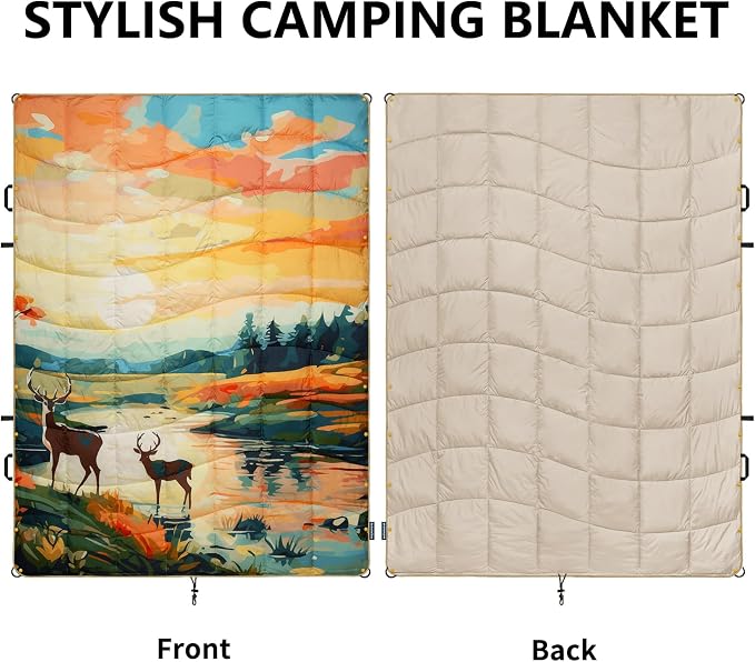 Camping Blanket, Puffy Blankets Lightweight Windproof Resistant for Outdoors,Hiking, Backpacking,Car,Picnic,Stadium - Image 3