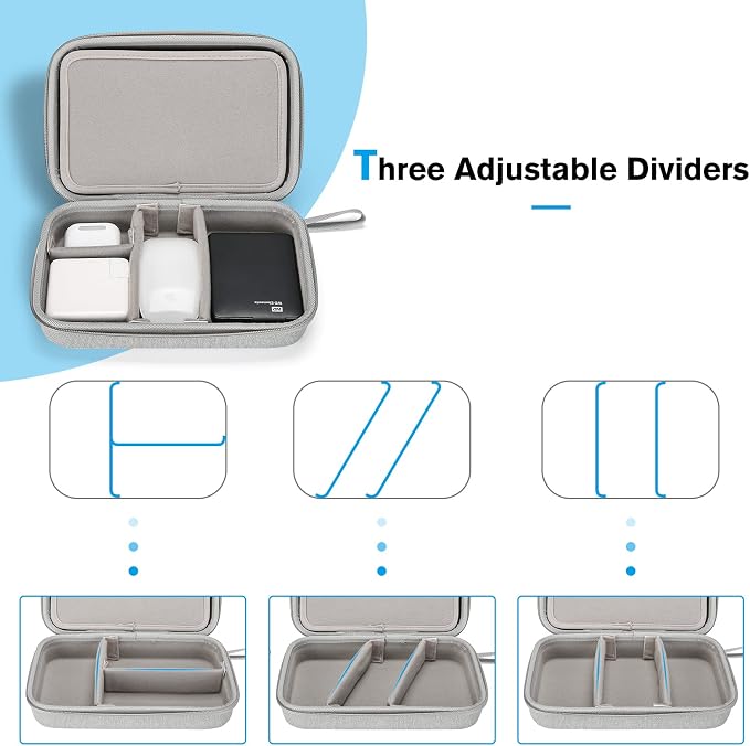 ProCase Hard Travel Electronic Organizer Case for MacBook Power Adapter Chargers Cables Power Bank Apple Magic Mouse Apple Pencil USB Flash Disk SD Card Small Portable Accessories Bag - Image 7