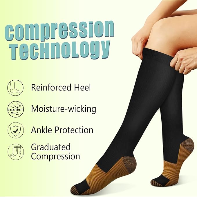 Copper Compression Socks 15-20 mmHg for Men & Women 8 Pairs – Circulation Support for Nurses, Travel, Running, Hiking, Soccer - Image 5