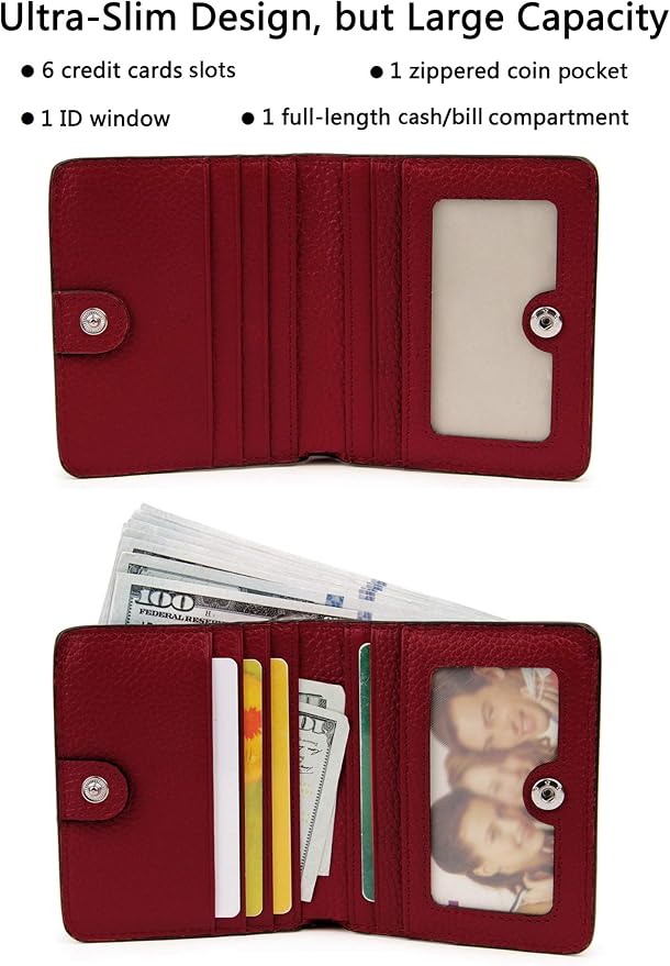 Small Leather Wallet for Women, Ladies Credit Card Holder RFID Blocking Women's Mini Bifold Pocket Purse - Image 2