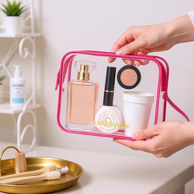Icramsy Clear Makeup Bag,2 Pack TSA Approved Toiletry Bag for Women & Men | Portable Handheld Design, Waterproof, Airport Airline Compliant, Clear Toiletry Cosmetic Bag - Image 7