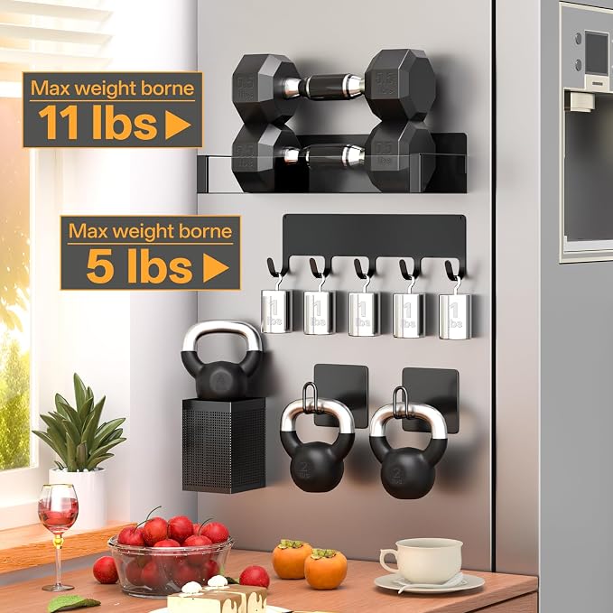 DTUQYX Magnetic Spice Rack for Refrigerator, 8 Pack Clear Acrylic Front Metal Magnetic Shelves with Magnet Hooks Rack, Utensil Caddy & Adjustable Paper Towel Holder, No Drill Kitchen Storage Organizer - Image 4