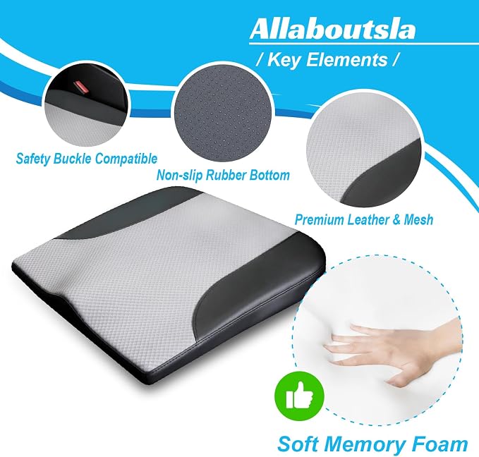 Allaboutsla Car Seat Cushion, Car Seat Cushions for Long Driving | Comfortable Memory Foam Driver Seat Cushion, Automotive Seat Cushions, Butt Pillow for Car,Truck, Office Chair, B&G - Image 4