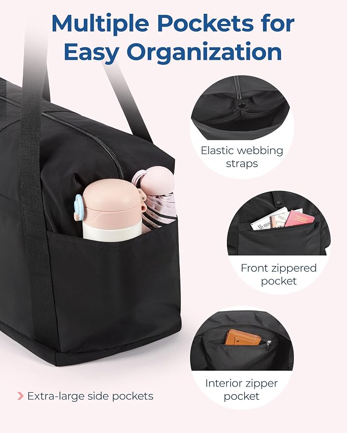 BAGSMART Personal Item Travel Bag For Spirit Airlines, 23L Lightweight Gym Bag for Women Foldable Duffle Bag Weekender Overnight Bag for Travel, Gym - Image 5