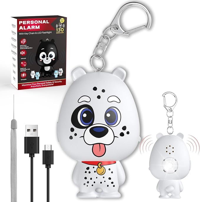 Rechargeable Personal Alarm for Women – 130dB Loud Emergency Alarm Keychain with Strobe Light, Self-Defense Safety Alarm with Low Battery Alert for Women, Kids & Seniors by VIGOROAD