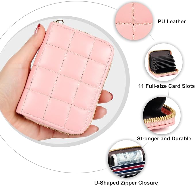 Credit Card Wallet, RFID Card Case Wallet, Zipper Card Cases Holder for Men Women, RFID Blocking, KeyChain Wallet, Compact Size Card Organizer Case for Women - Image 4