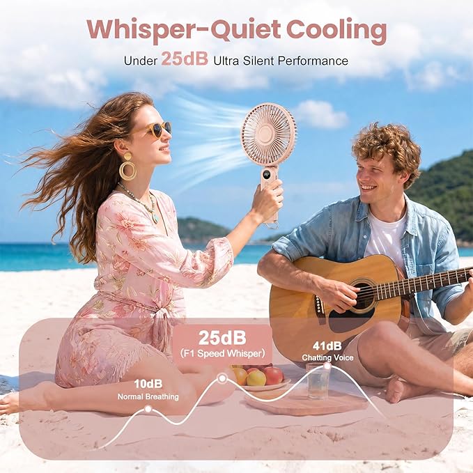 Portable Handheld Fan, 10000mAh Rechargeable 6-Inch Personal Fan for Travel | Ultra Quiet Foldable Desk Fan, 5-Speed Battery Operated Fan with Up to 40H Runtime and Digital Display for Travel and Makeup - Image 3