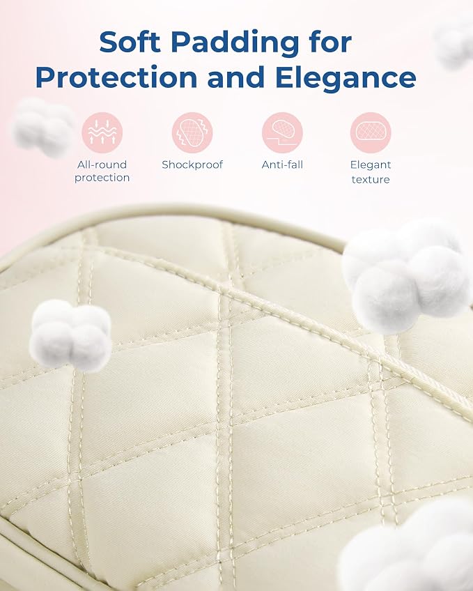 BAGSMART Travel Cord Organizer Electronics Case, Double Layers Puffer Cable Organizer Bag Travel Essentials for Women, Tech Organizer Case for Charger, Phone, Flash Drive - Beige - Image 4