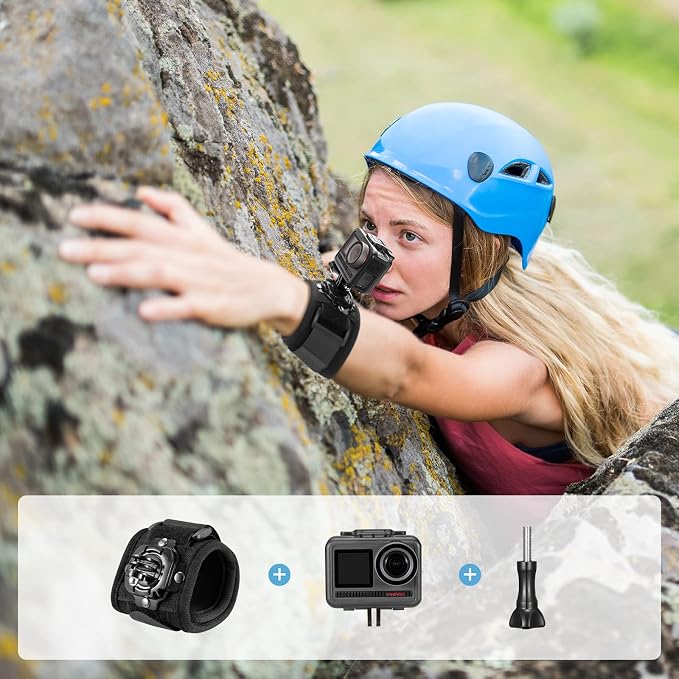 AKASO Action Camera Rock Climbing Kit Compatible with GoPro Hero 2 3 4 5 6 7 8 9 10 11, Portable Electronic Device Mount, Black | Compatible with EK7000/EK7000 Pro/Brave 4/Brave 7 LE/Brave 7/Brave 8/V50X/GoPro Hero 13 12 11 10 9 /DJI Osmo Action Camera - Image 3