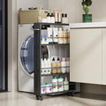KLM Rolling Storage Cart 4-Tier Black Kitchen Cart with Wheels, Slim Storage Cart with Handle Slide Out Utility Cart Shelving Unit Organizer Trolley for Laundry Narrow Places Bathroom Small Corner by KLM