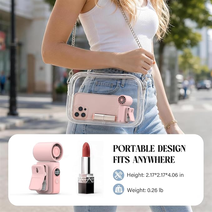 AeroVibes Portable Handheld & Clip-On Fan, 4 Speeds,Mini Fan | Handheld/clip on fan for travel, office, outdoor, stroller ,4 Speeds, USB-C, LED Power Display, 0.26lb, for Women Girl Gift - Image 6