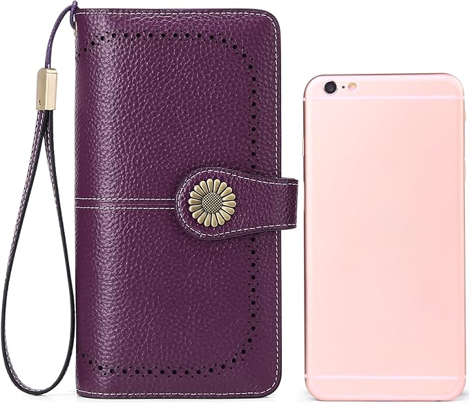 SENDEFN Wallets for Women Leather Credit Card Holder with RFID Blocking Large Capacity Wristlet | with RFID Blocking - Image 6