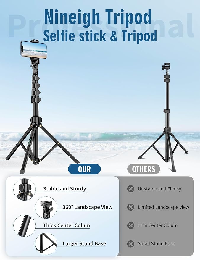 Phone Tripod, 85" Tripod for Cell Phone iPhone with Gooseneck | Aluminum Tripod Stand for Video Recording Photo Vlog, Travel Cellphone Tripod with Remote Compatible with iPhone Android - Image 7