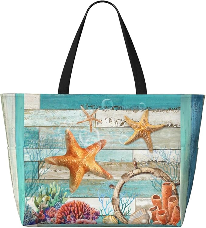 Beach Bag Tote Bags Waterproof Sandproof for Women Large Beach Tote Pool Bag Foldable with Zipper for Travel Weekend - Image 4