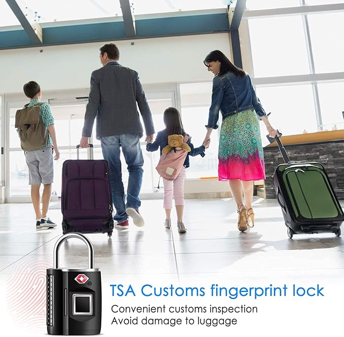 Fingerprint Lock, TSA Approved Smart Digital Locker Lock for Gym, Luggage, Travel, House Door, Suitcase, Backpack, School, Bike,Office, Keyless - Image 3