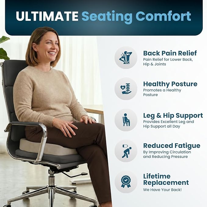 ComfiLife Extra Large Gel & Memory Foam Seat Cushion - Doctor Recommended Office Chair, Car Seat, Lifting Cushion - Back & Sciatica Pain Relief - Wide Seat Cushion for Big & Tall (Beige) - Image 7