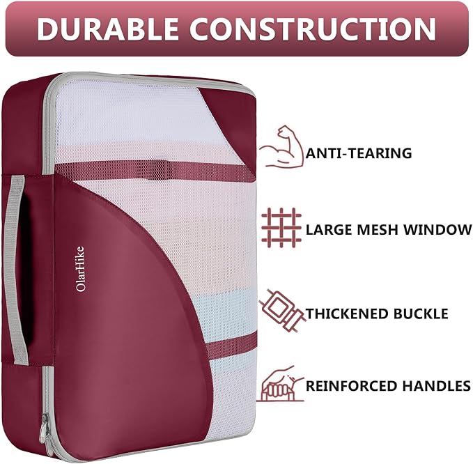 OlarHike 8 Set Packing Cubes for Travel,Gifts for Women Mom,Anti-Tearing Suitcase Organizer,with Over 1000 pcs Mesh Holes,Vacation Essentials & Accessories for Cruise Ship - Image 4