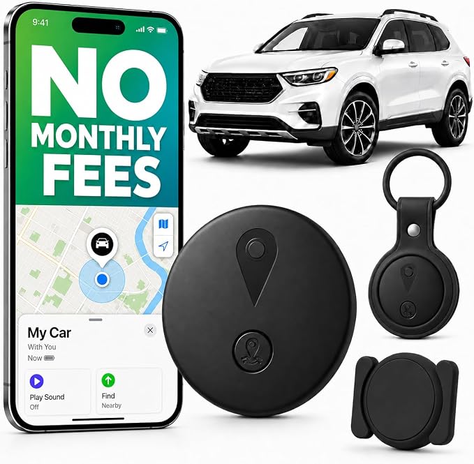 GPS Tracker for Vehicles, Mini Hidden Magnetic Car Locator with Real-Time Tracking, Works with Apple Find My, No Monthly Fee or SIM Card, IP67 Waterproof, 365-Day Battery, iOS Only, Black | GPS Tracker for Vehicles by Unknown