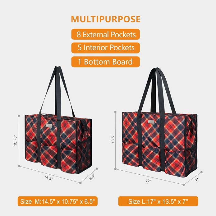 TOPDesign Utility Water Resistant Tote Bag with 13 Pockets, Top Zipper Closure & Thick Bottom Support, for Working Women - Image 2