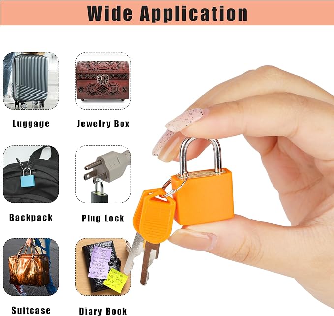 5Pack Suitcase Locks with Keys, 23mm Small Luggage Padlocks Multicolor, Solid Brass Mini Padlocks for Suitcase, Luggage, Travel Bag, Backpack Zipper, Jewelry Box, Diary Books, Drawer, Toolbox - Image 3