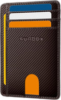 RUNBOX Slim Wallet for Men and Women, RFID Blocking Leather Card Holder | Minimalist 8-slot design fits IDs and credit cards in a thin profile for front pockets, purses, pants and travel by RUNBOX