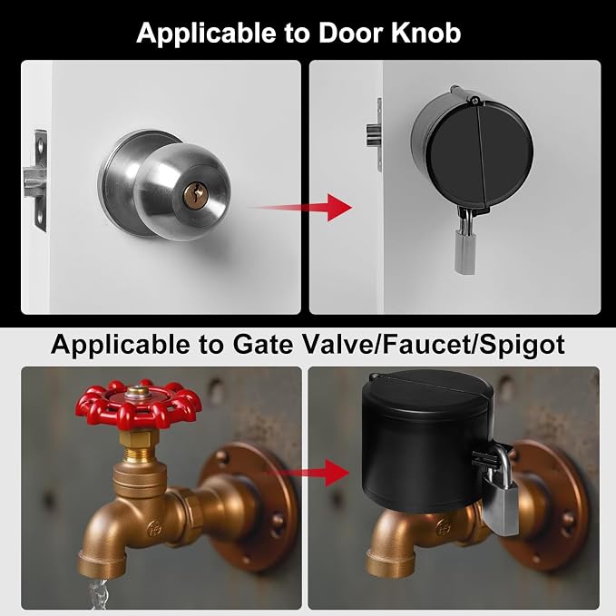Door Knob Locking Cover with Padlock, Heavy Duty All-Metal Version | Adjustable Design for Snug Fit, Lockout Device to Disable Doorknob, Prevents Turning & Block Keyhole Access - Image 6
