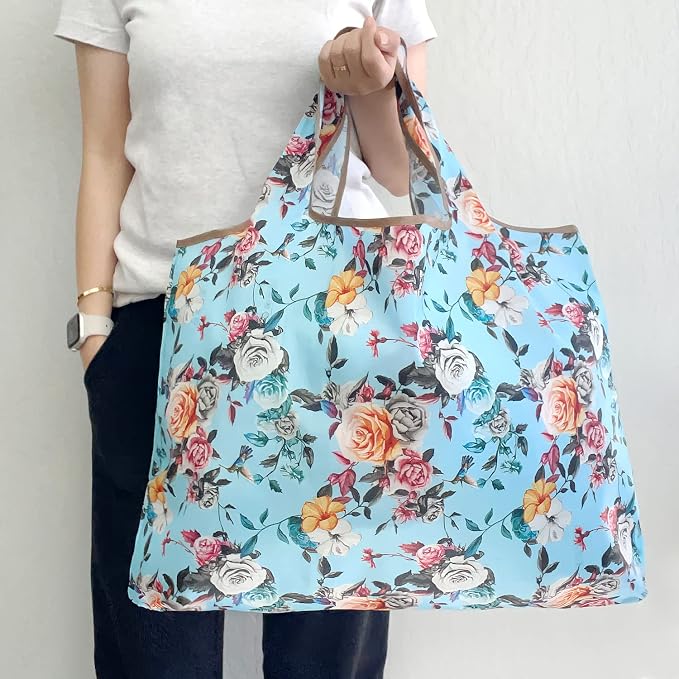 allydrew Large Foldable Tote Nylon Reusable Grocery Bags - Image 2