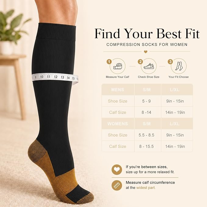 4 Pairs-Compression Socks for Women&Men Circulation-Best Support for Nurses,Running,Athletic - Image 6