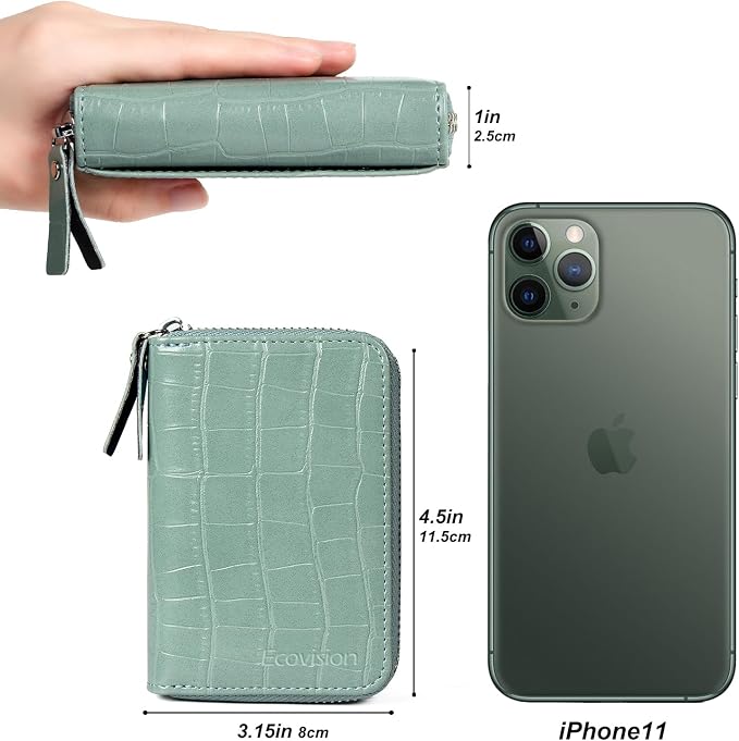 Credit Card Wallet, RFID Card Case Wallet, Zipper Card Cases Holder for Men Women, RFID Blocking, KeyChain Wallet, Compact Size Card Organizer Case for Women - Image 6