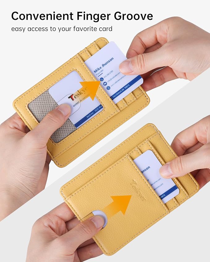 Teskyer Slim Minimalist Wallet for Men, RFID Front Pocket Card Holder | Ultra Slim Front Pocket Design, 8 Card Slots, RFID Protection, Smooth Faux Leather for Everyday Carry - Image 6