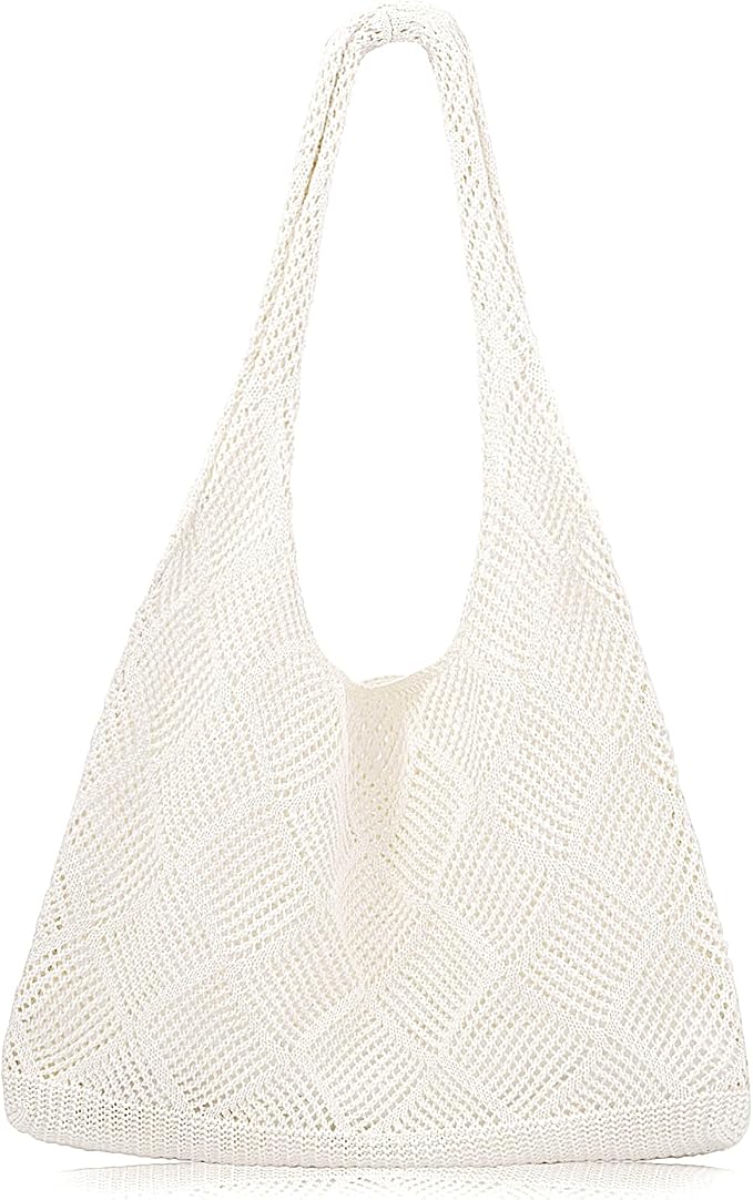 COOKOOKY Crochet Beach Tote bag Summer Beach Bag for Women Aesthetic Mesh Tote Bag Hippie Bag Knit Bag by COOKOOKY